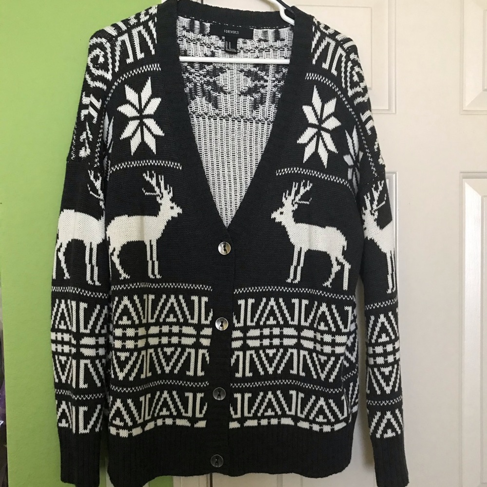 Forever 21 reindeer cardigan